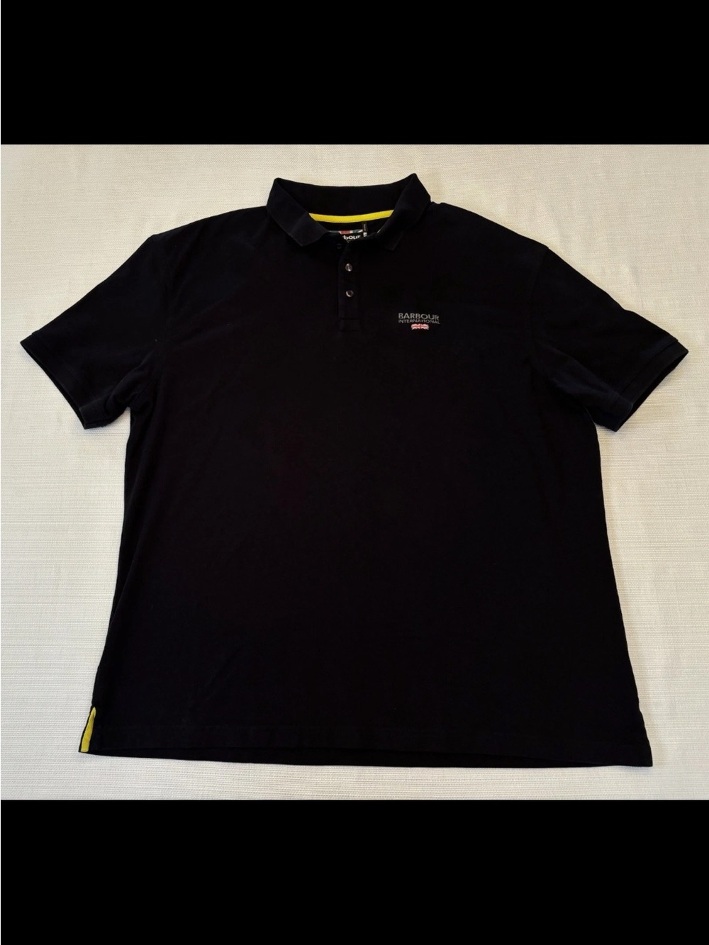 Barbour International Mens 3XL Black Polo Short Sleeve Shirt Union Jack